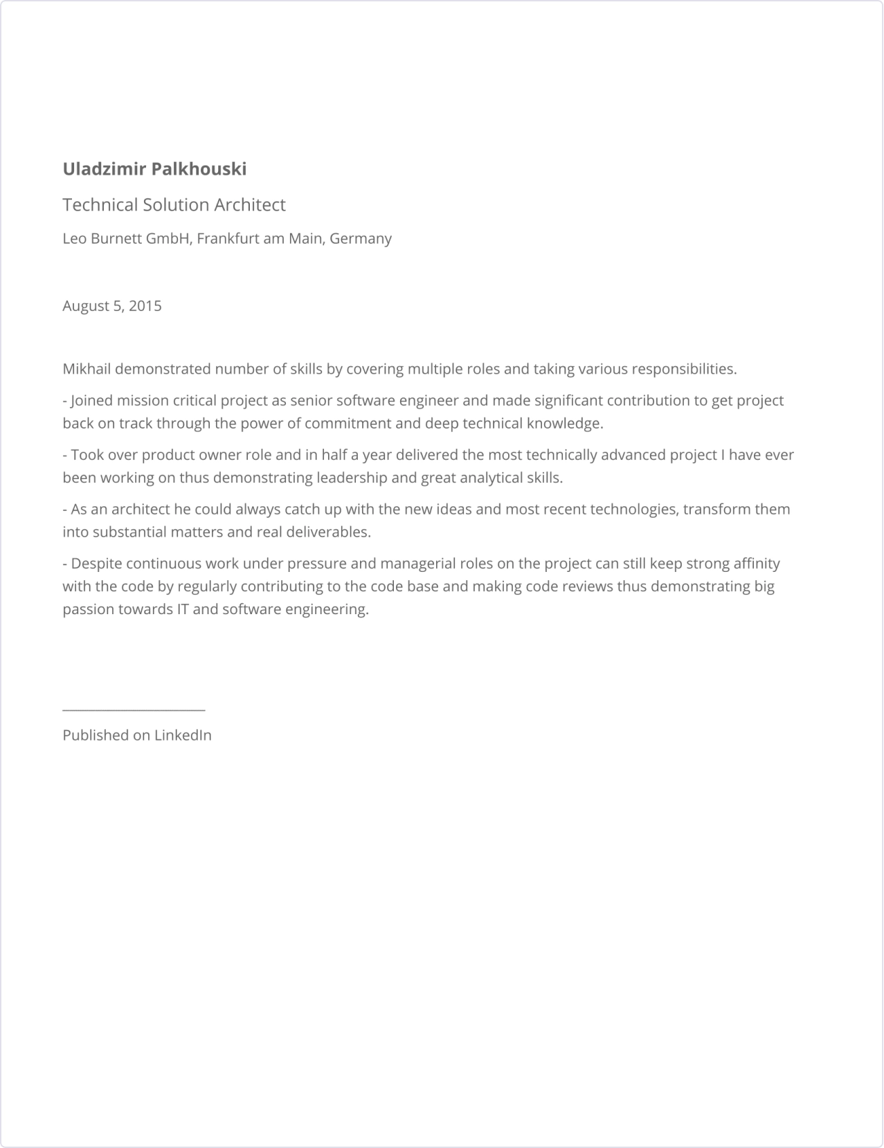 UP.,Technical Solution Architect, Leo Burnett GmbH